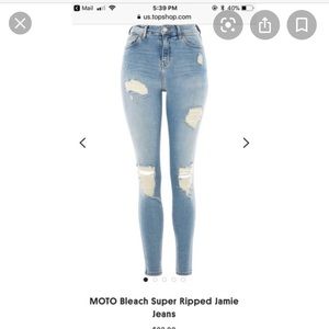 Topshop MOTO Bleach Super Ripped Jamie Jeans